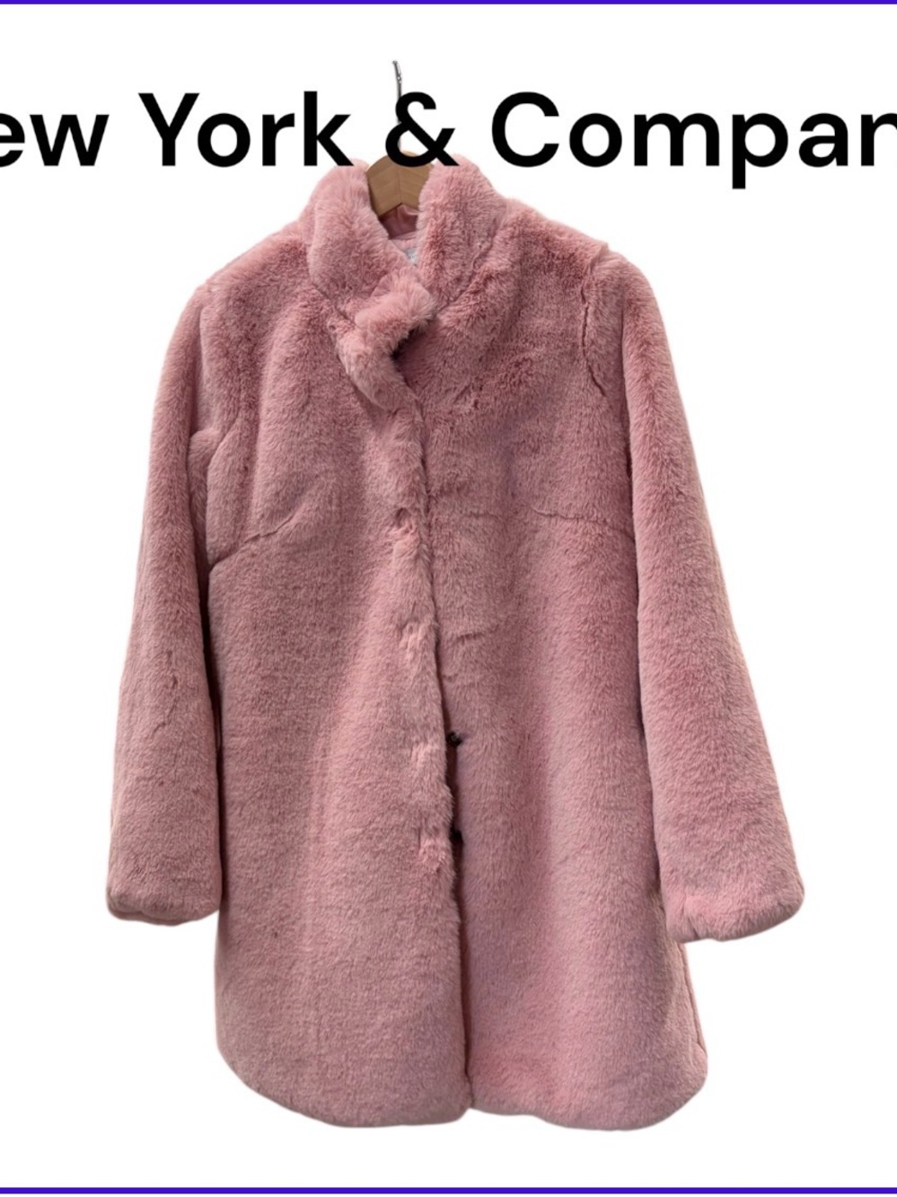 SOLD New York & Company Dusty Pink Faux Fur Teddy Coat